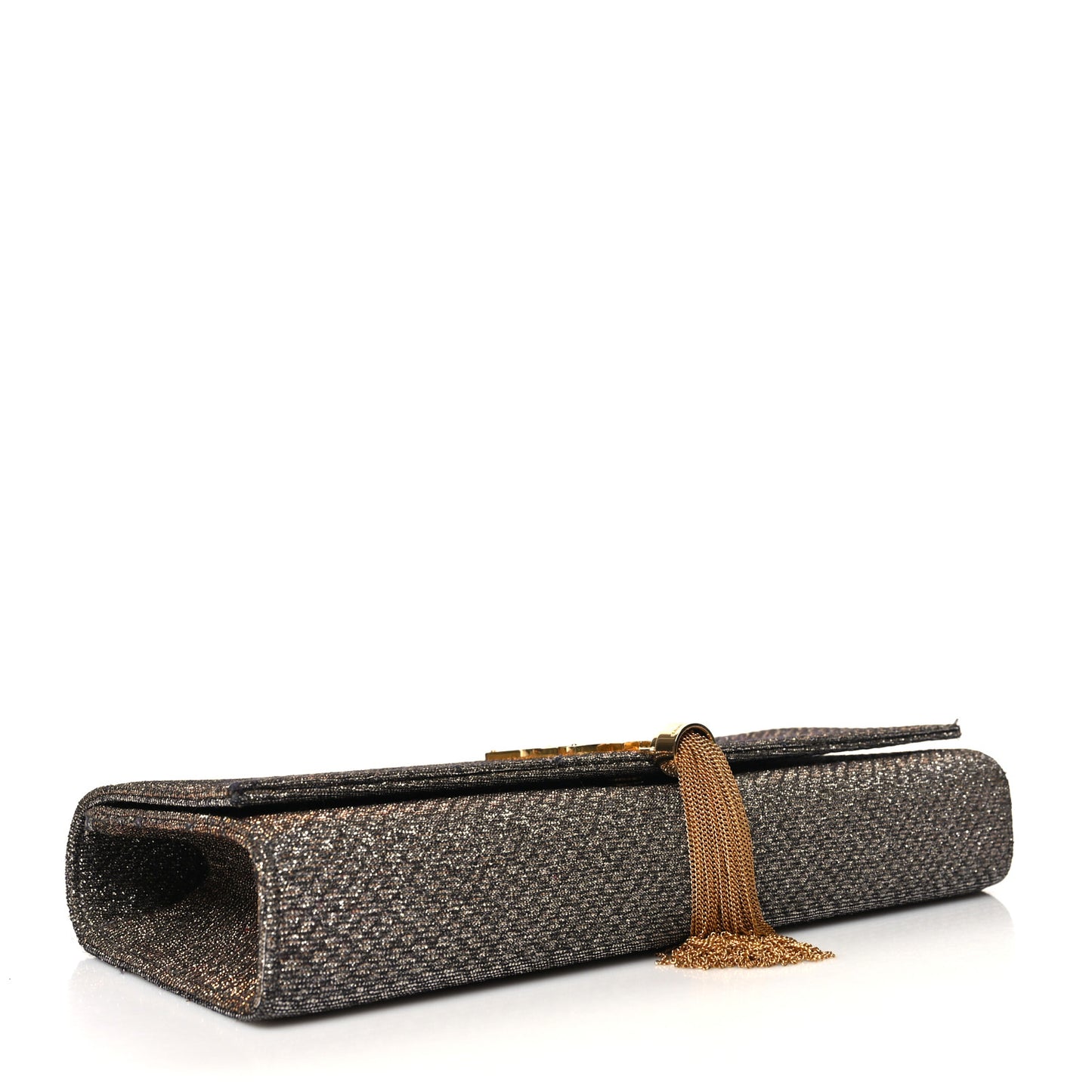 Metallic Canvas Woven Classic Monogram Kate Tassel Clutch Ciad Argento