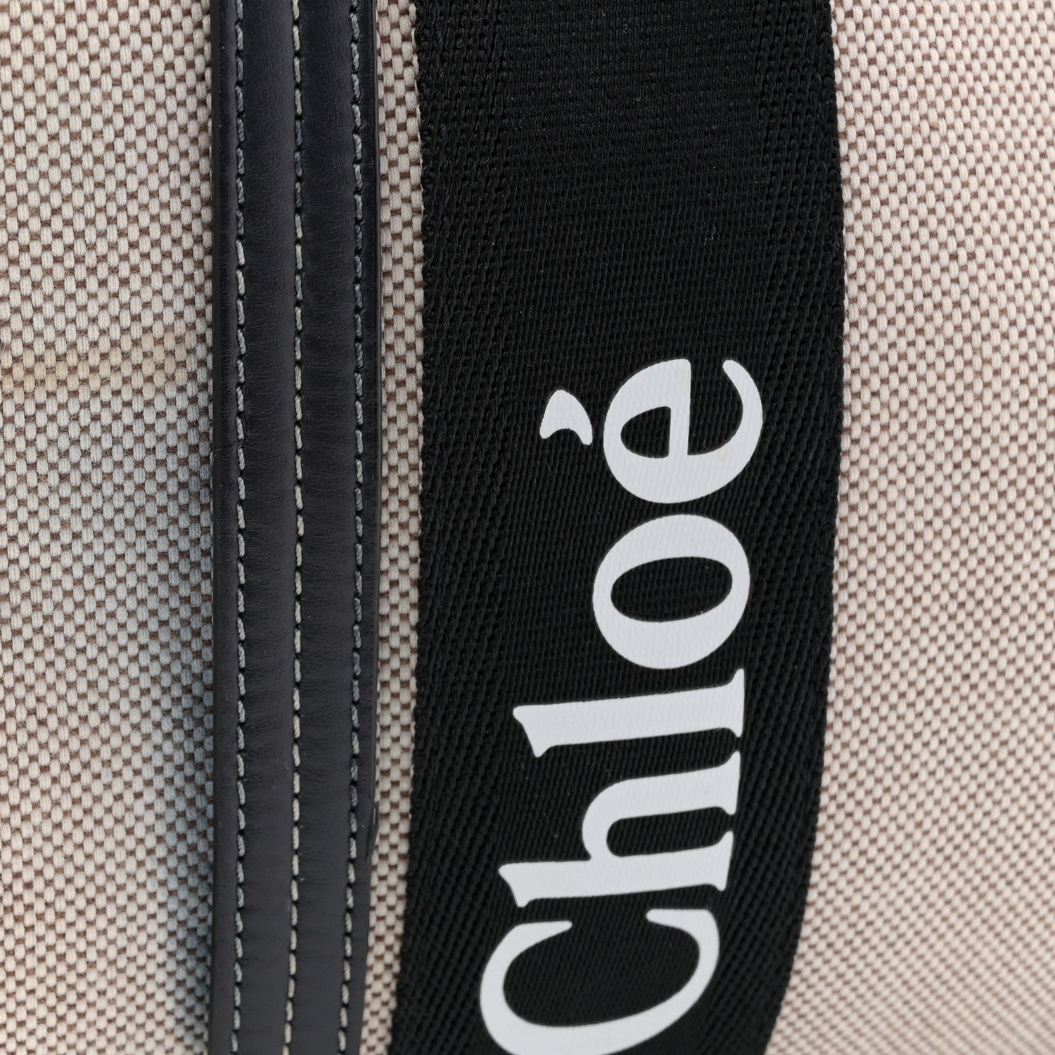 Chloe Linen Calfskin Large Woody Ribbon Tote Black Blue 25 of 25