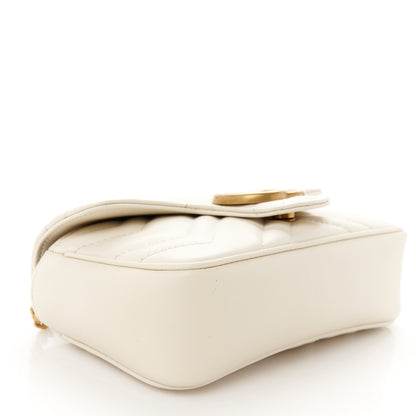 Gucci Calfskin Matelasse Super Mini GG Marmont Shoulder Bag White 9 of 11