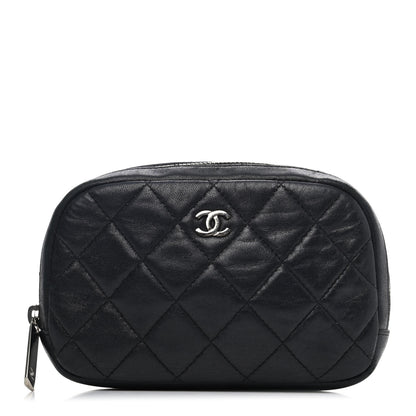 Chanel Lambskin Quilted Small Curvy Pouch Cosmetic Case Black 1 of 4