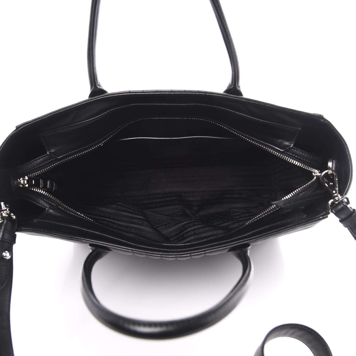 Prada Soft Calfskin Impunture Diagramme Tote Black 5 of 10