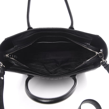 Prada Soft Calfskin Impunture Diagramme Tote Black 5 of 10