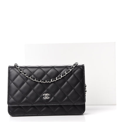 Chanel Lambskin Quilted Wallet On Chain WOC Black 12 of 12