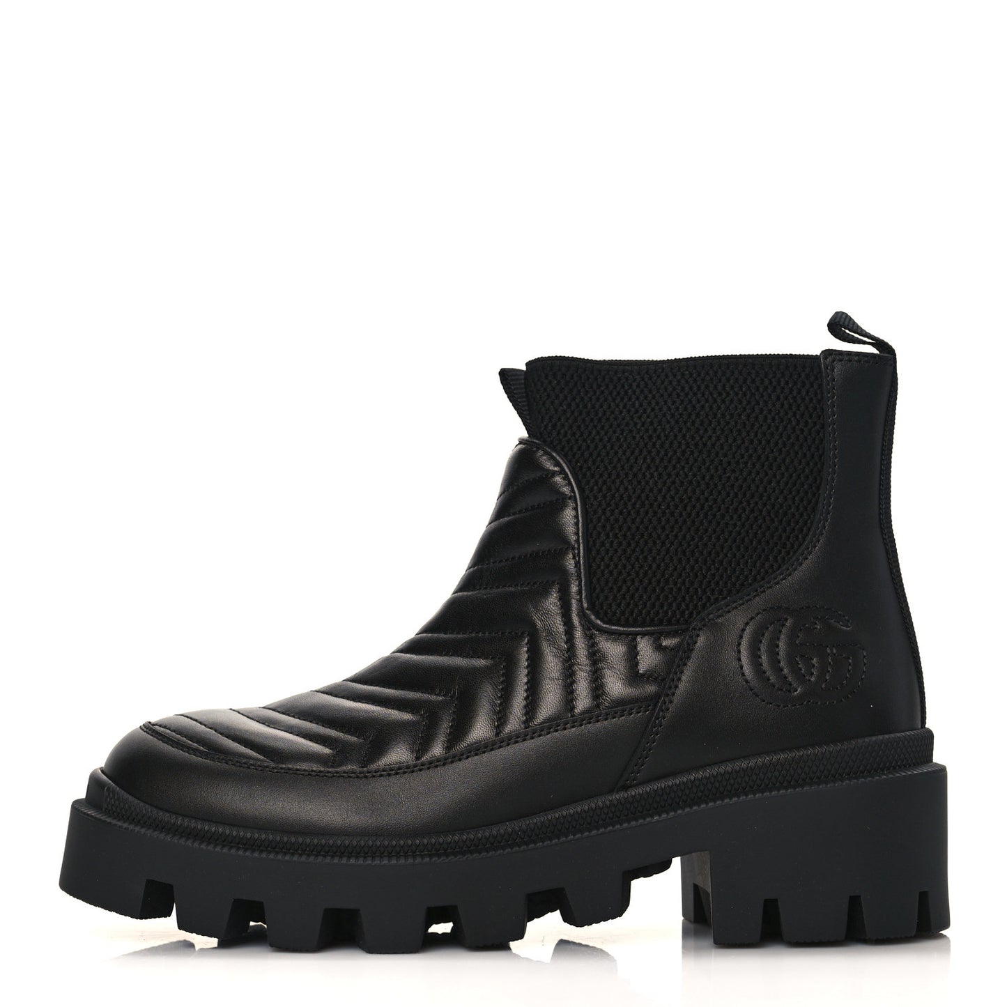 Calfskin Nappa Matelasse Frances Chelsea Boots 36 Black