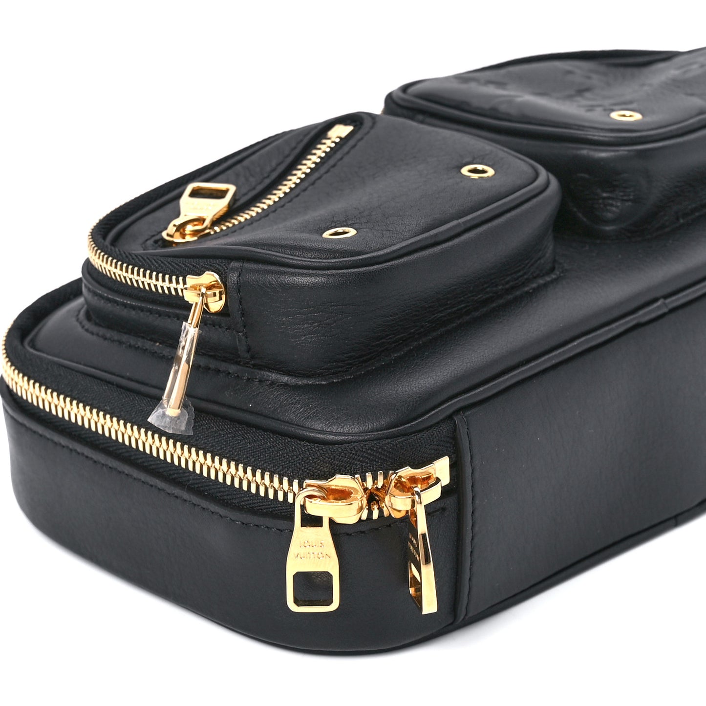 Calfskin Monogram Embossed Utility Crossbody Black