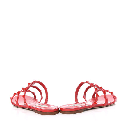 Valentino Garavani Calfskin Monochrome Rockstud Caged Flat Slide Sandals 37.5 Rouge Pur 5 of 17