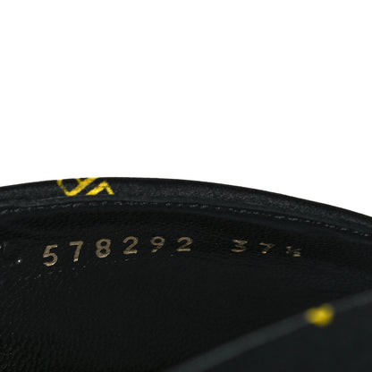 Balenciaga Crepe Satin BB Printed Pointy Toe Knife Flat Mules 37.5 Black Yellow Fluo 8 of 10