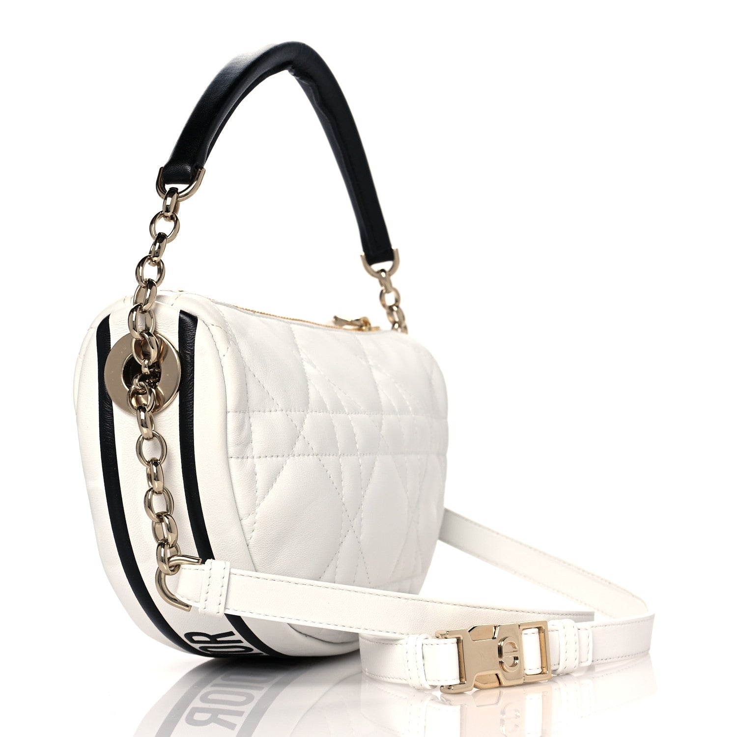 Christian Dior Lambskin Cannage Small Dior Vibe Hobo Bag White 2 of 8