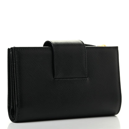 Prada Saffiano Metal Tab Wallet Black 3 of 7