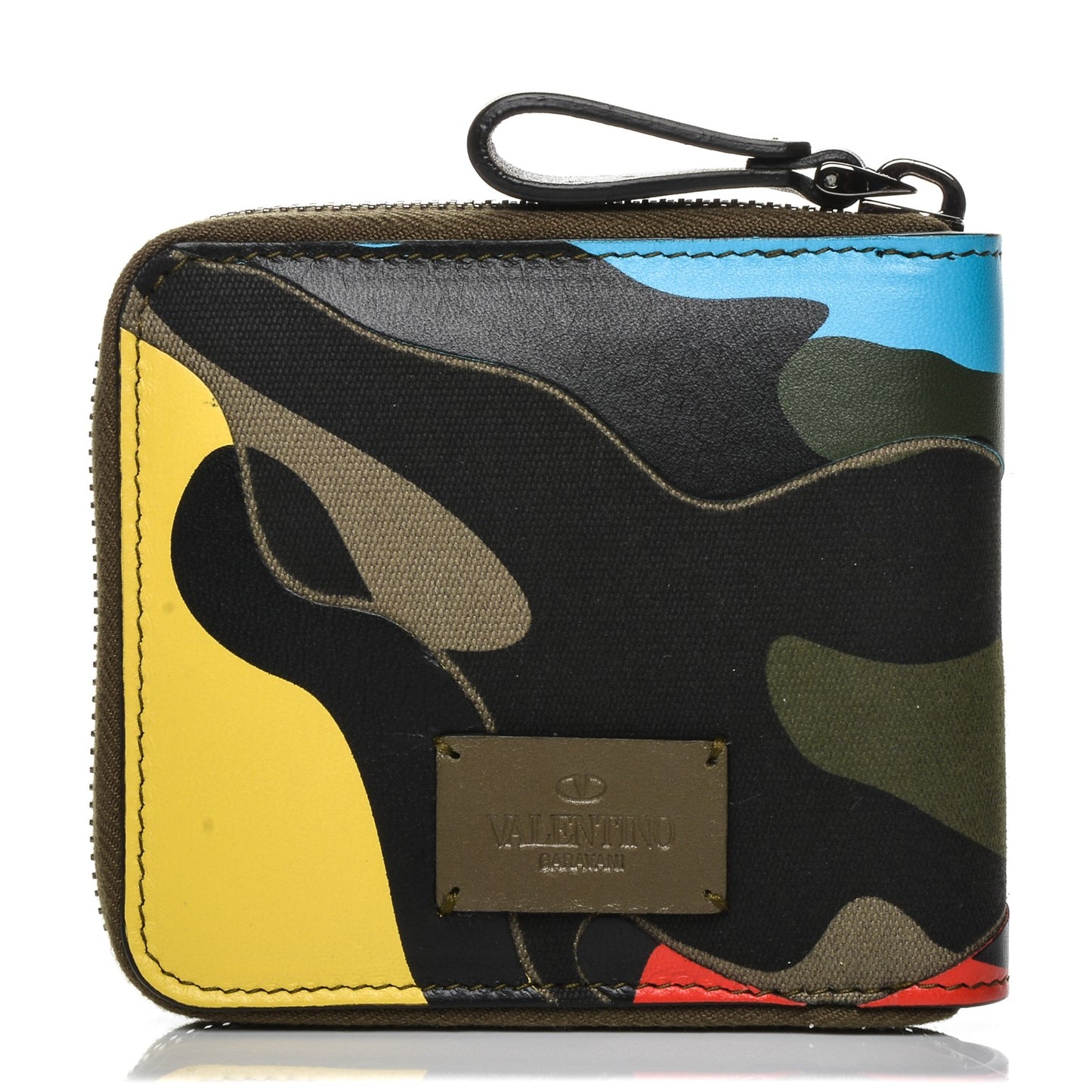 Nappa Canvas Camouflage Compact Zip Around Wallet Multicolor