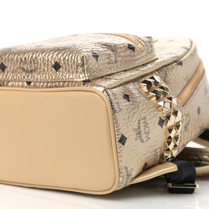 MCM Metallic Visetos Mini Side Stud Stark Backpack Gold 11 of 11