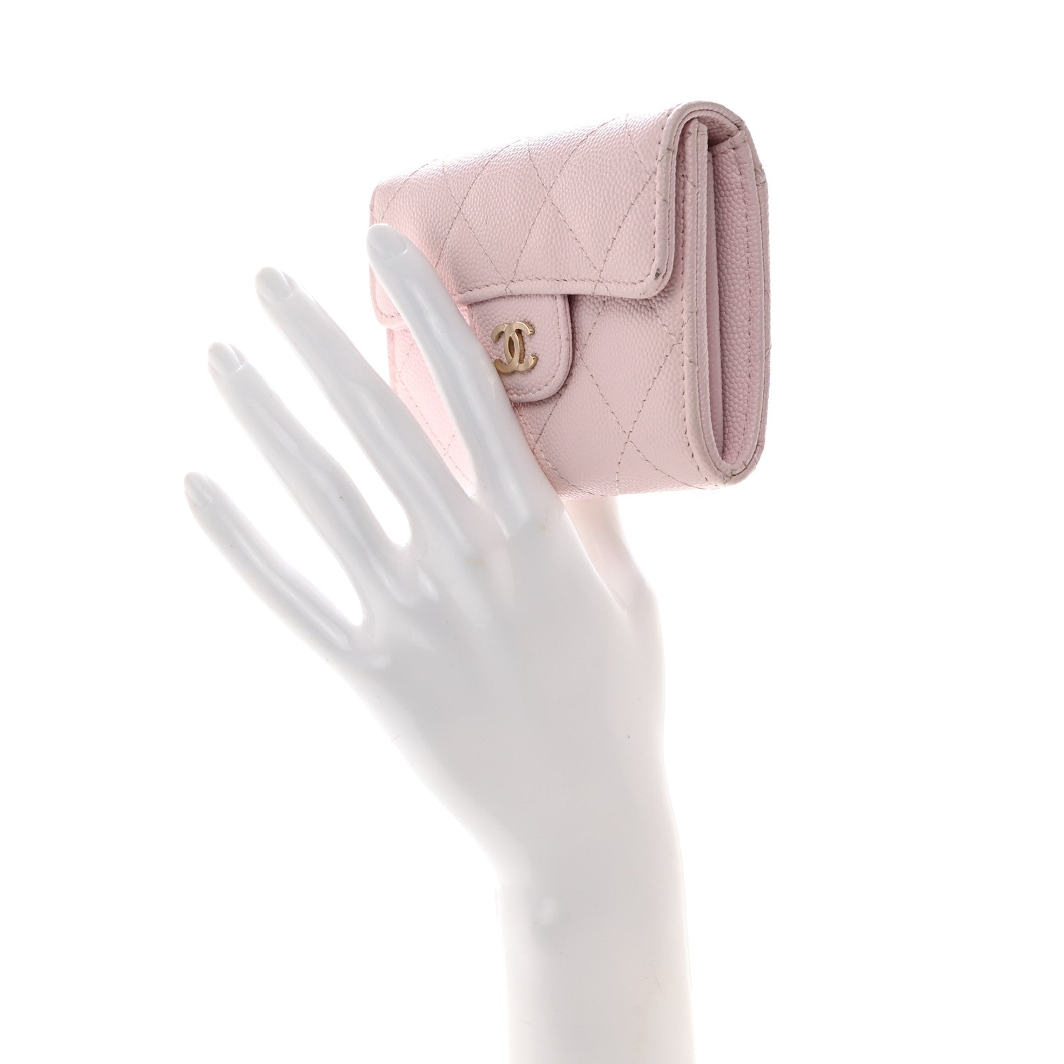 Chanel Caviar Quilted Flap Card Holder Wallet Light Pink 2 of 10