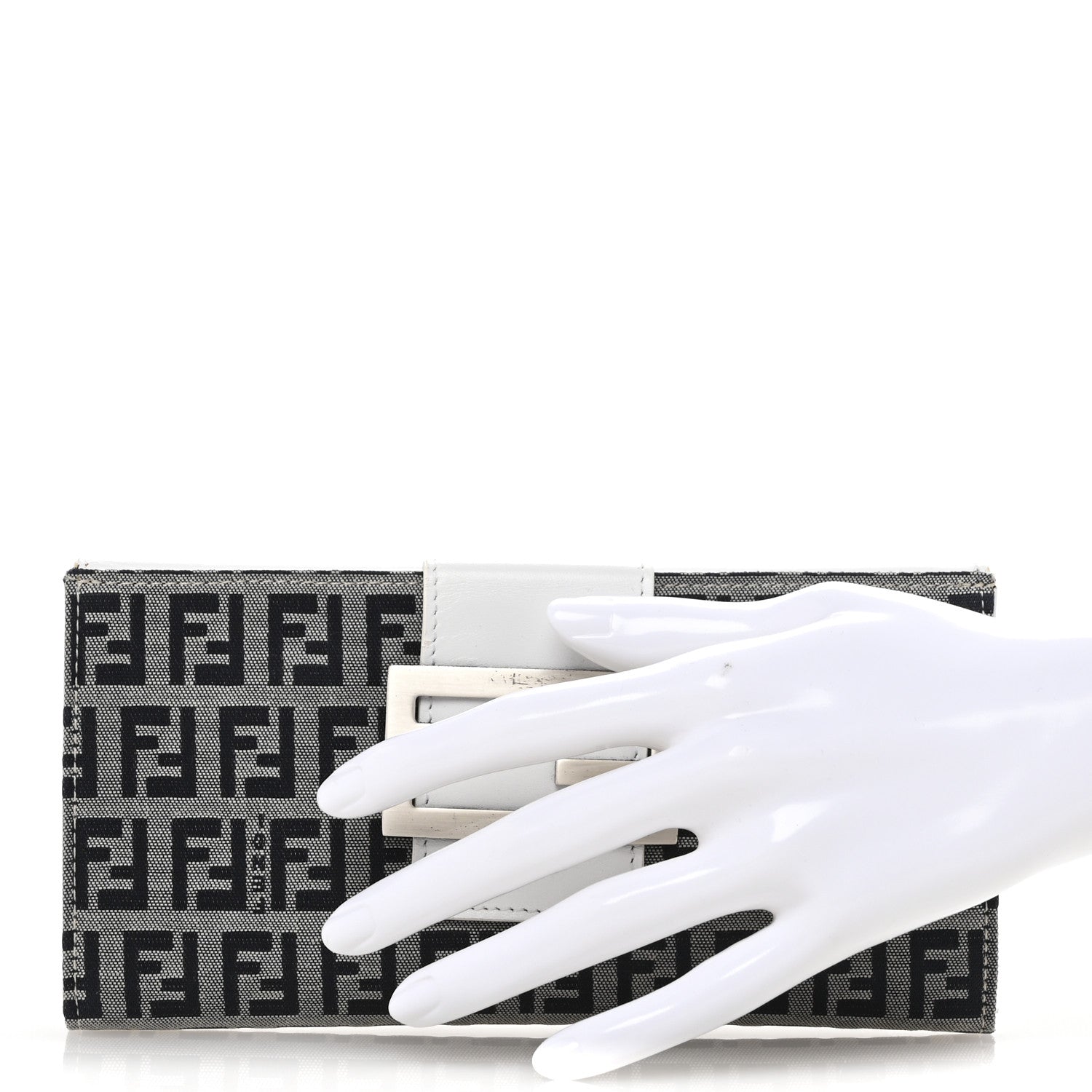 Fendi Zucchino Forever Continental Wallet Navy White 2 of 10