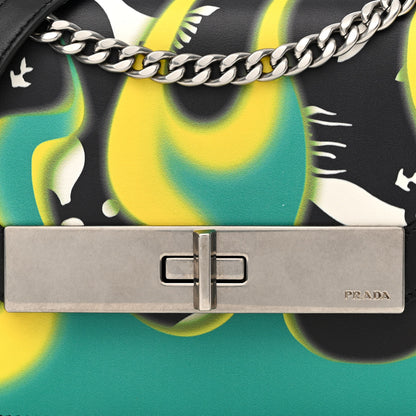 Prada City Calfskin Severine Mermaid Print Flap Black Mango 7 of 10