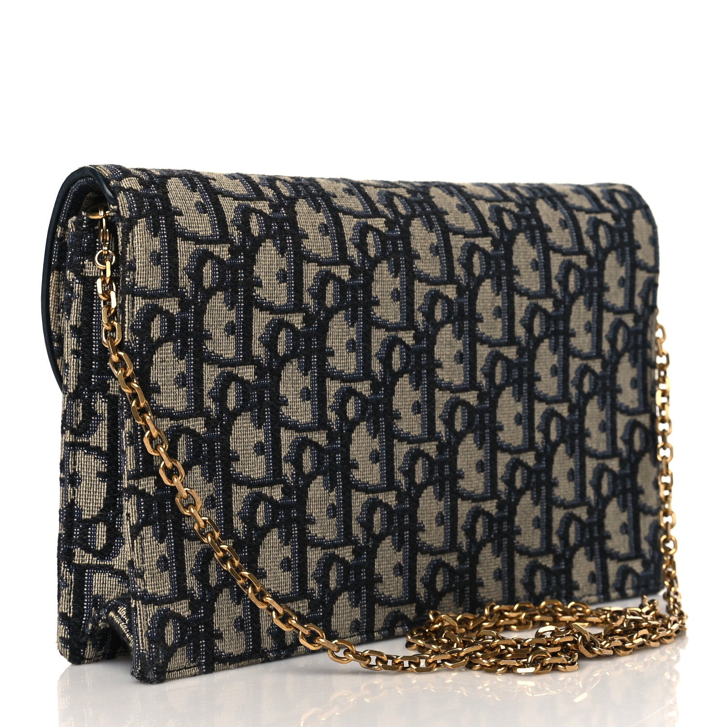 Christian Dior Oblique Saddle Chain Pouch Blue 3 of 11