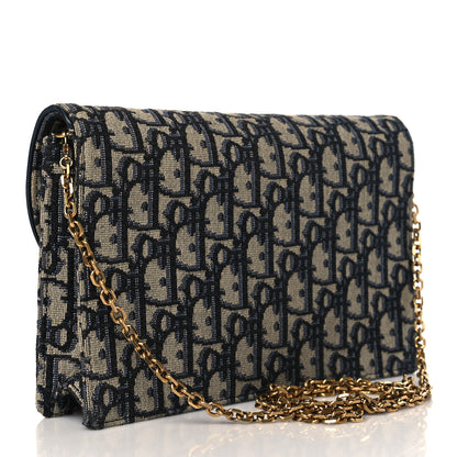 Christian Dior Oblique Saddle Chain Pouch Blue 3 of 11