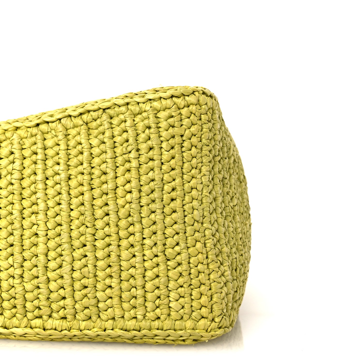 Prada Yarn Raffia Effect Crochet Triangle Shoulder Bag Giallo 9 of 11