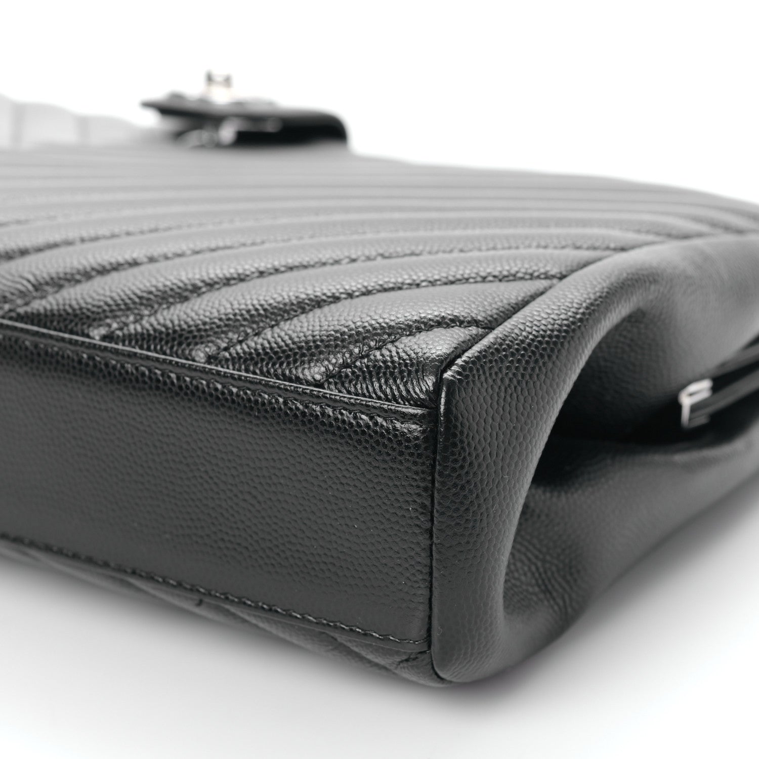 Chanel Caviar Chevron Quilted Framed Clutch Black 9 of 9