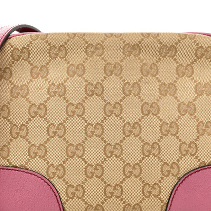 Gucci Monogram Textured Calfskin Mini Bree Messenger Bag Beige Ebony Peonia Flower 7 of 18