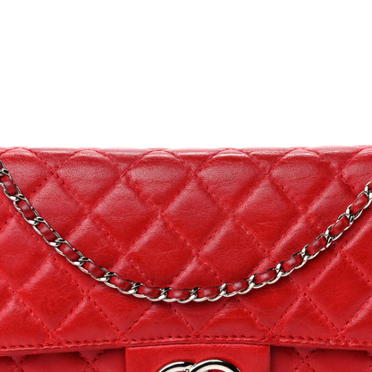 Chanel Lambskin Quilted East West Flap Clutch Red 7 of 16