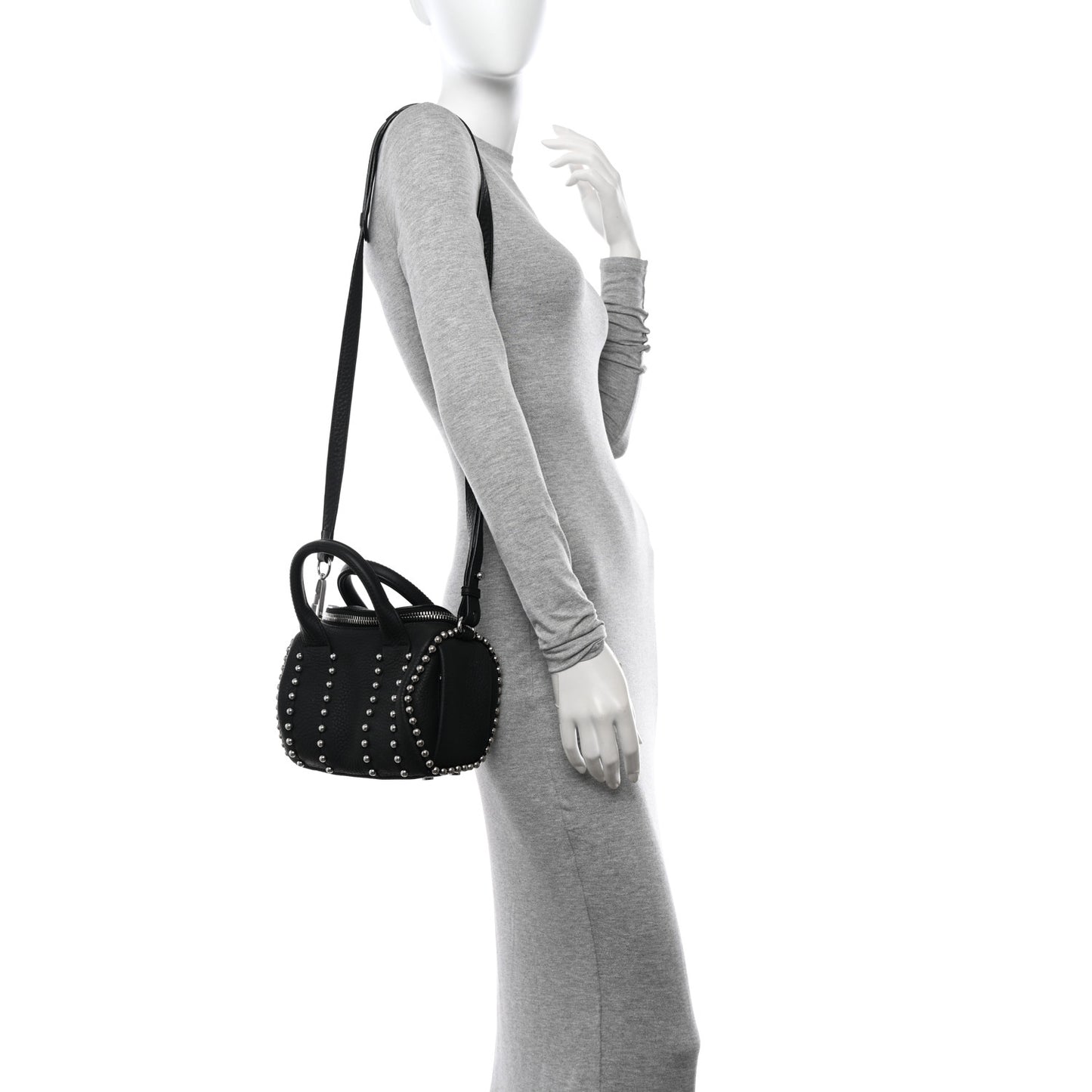 Calfskin Studded Mini Rockie Matte Black Rhodium Hardware