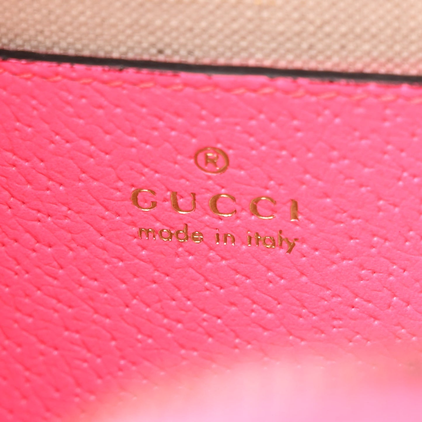 GG Supreme Monogram Textured Dollar Calfskin Web Ophidia Small Crossbody Bag Beige Ebony Fuchsia