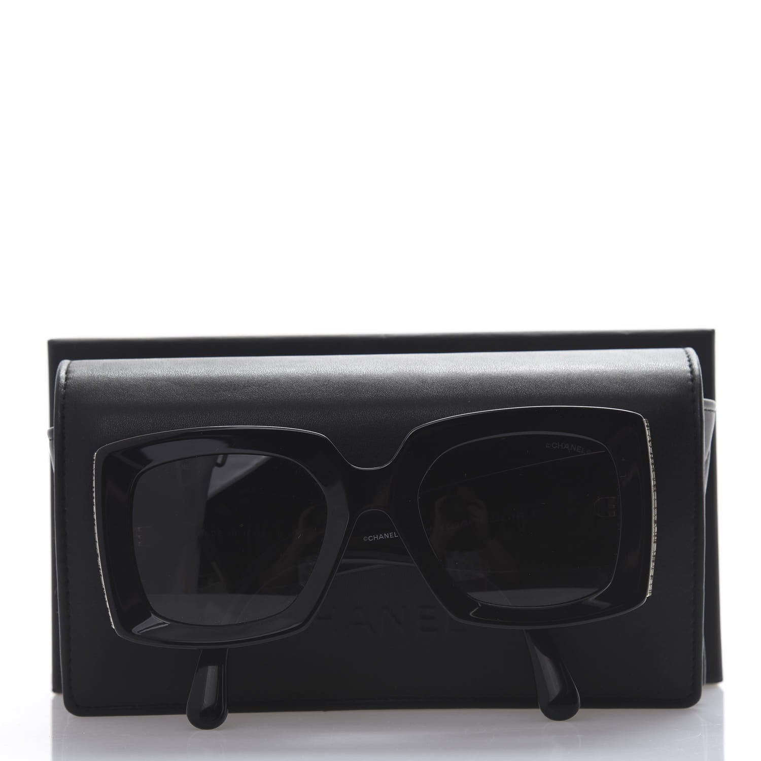 Chanel Acetate Rectangle Sunglasses 5435 Black 8 of 8