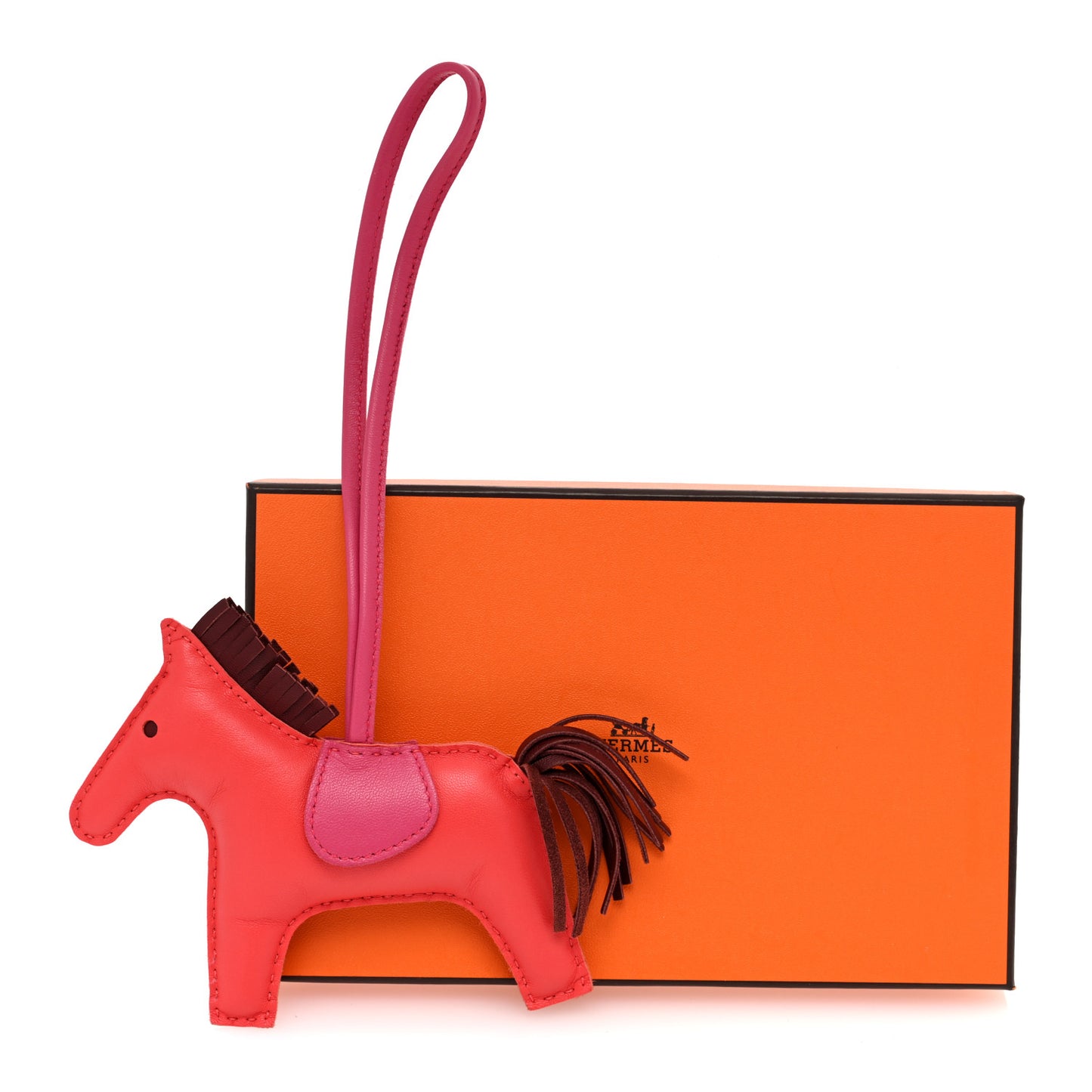 Milo Lambskin Grigri Rodeo Horse Bag Charm GM Rose Jaipur Shocking Rouge H