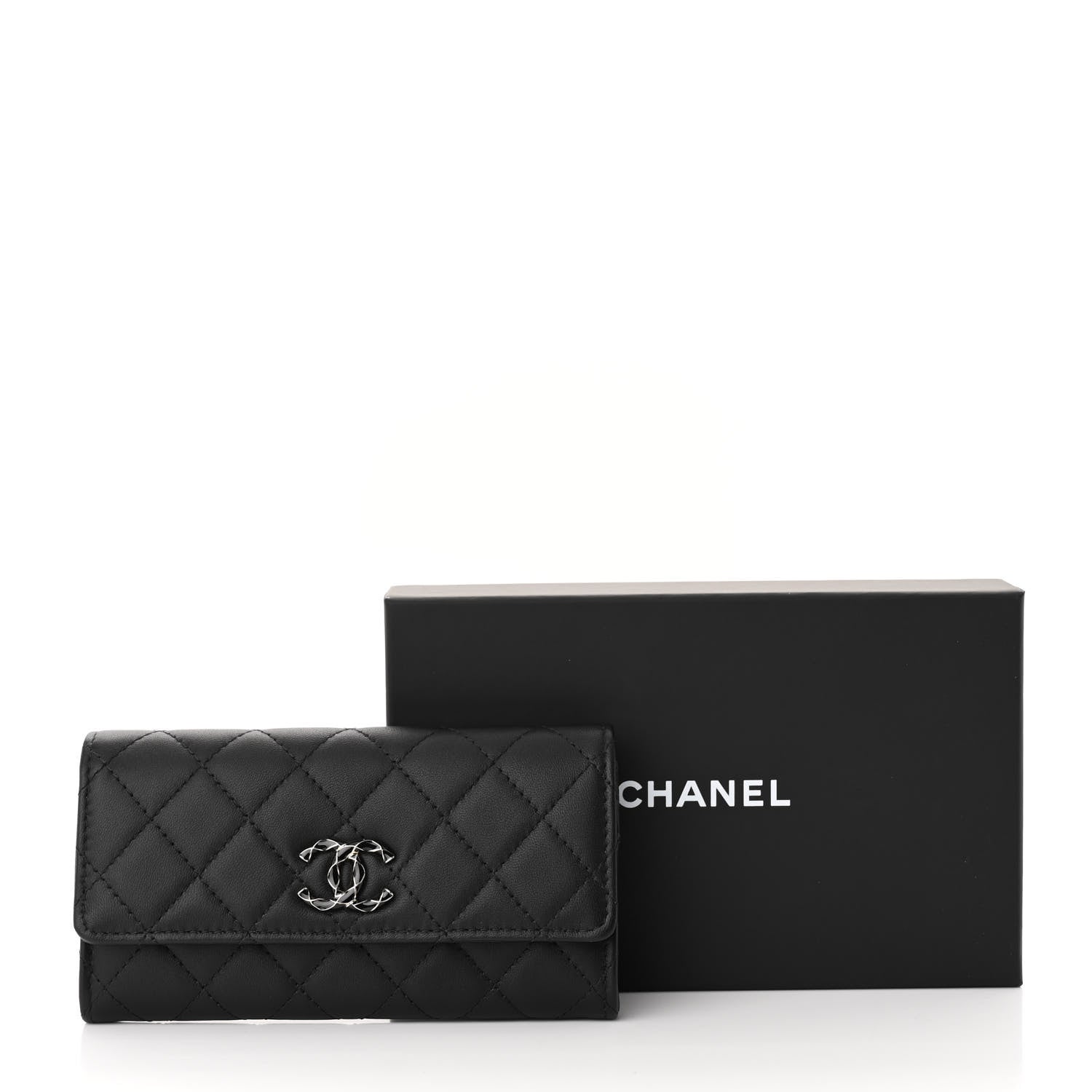 Chanel Lambskin Quilted Enamel CC Flap Wallet Black 11 of 11
