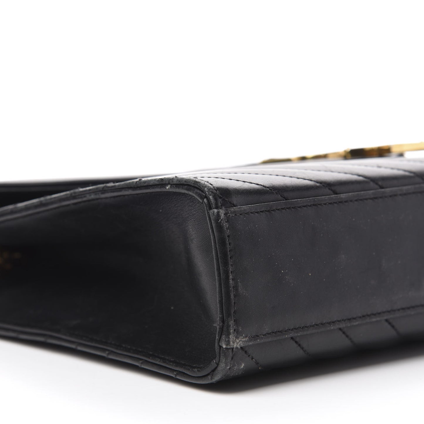 Smooth Calfskin Matelasse Chevron Large Monogram Satchel Black