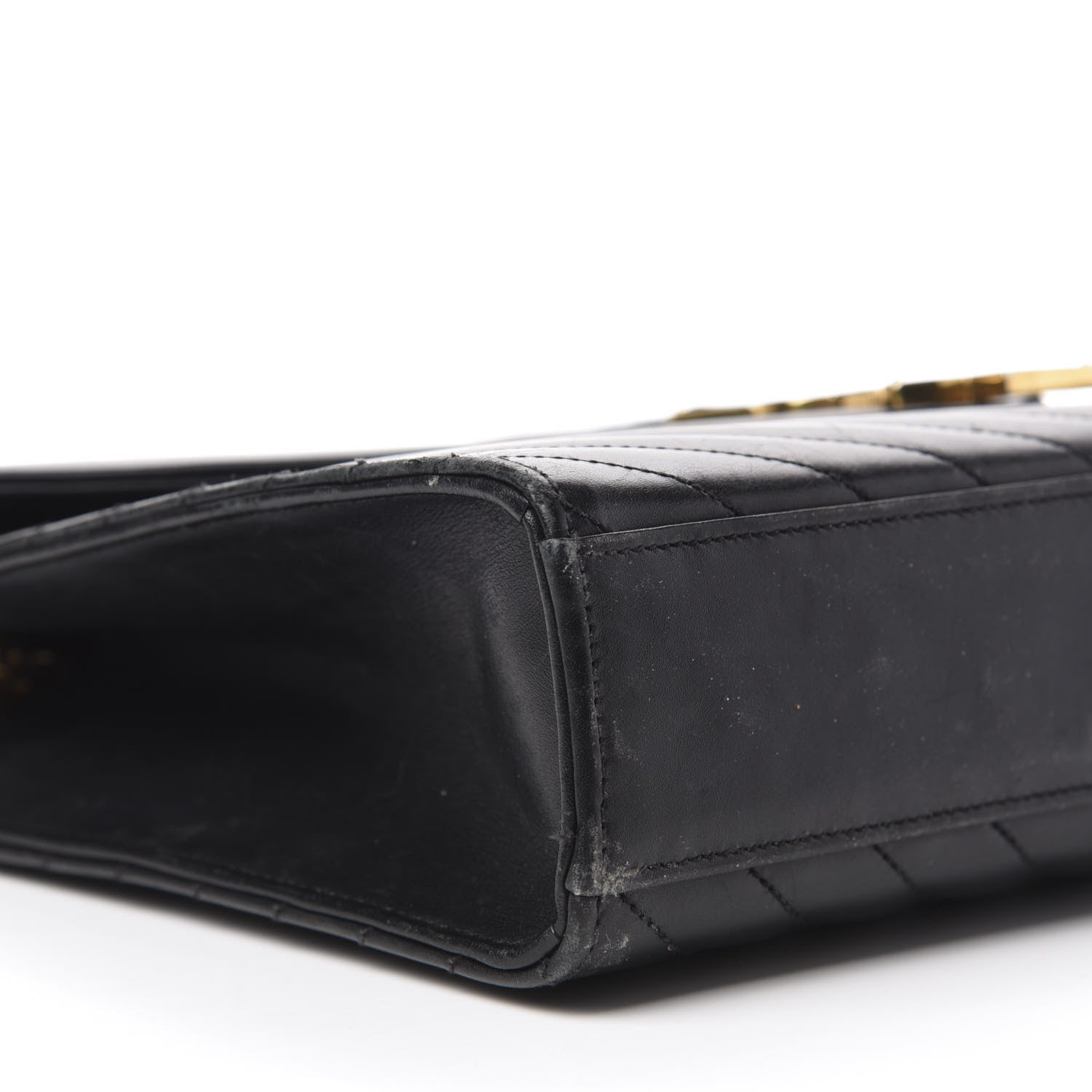 Saint Laurent Smooth Calfskin Matelasse Chevron Large Monogram Satchel Black 7 of 24