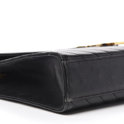Saint Laurent Smooth Calfskin Matelasse Chevron Large Monogram Satchel Black 7 of 24