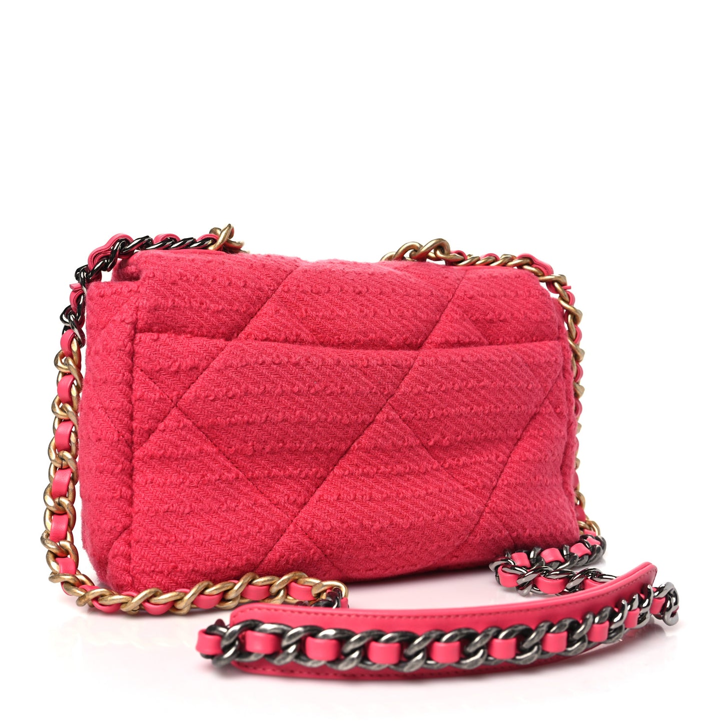 Tweed Quilted Medium Chanel 19 Flap Raspberry