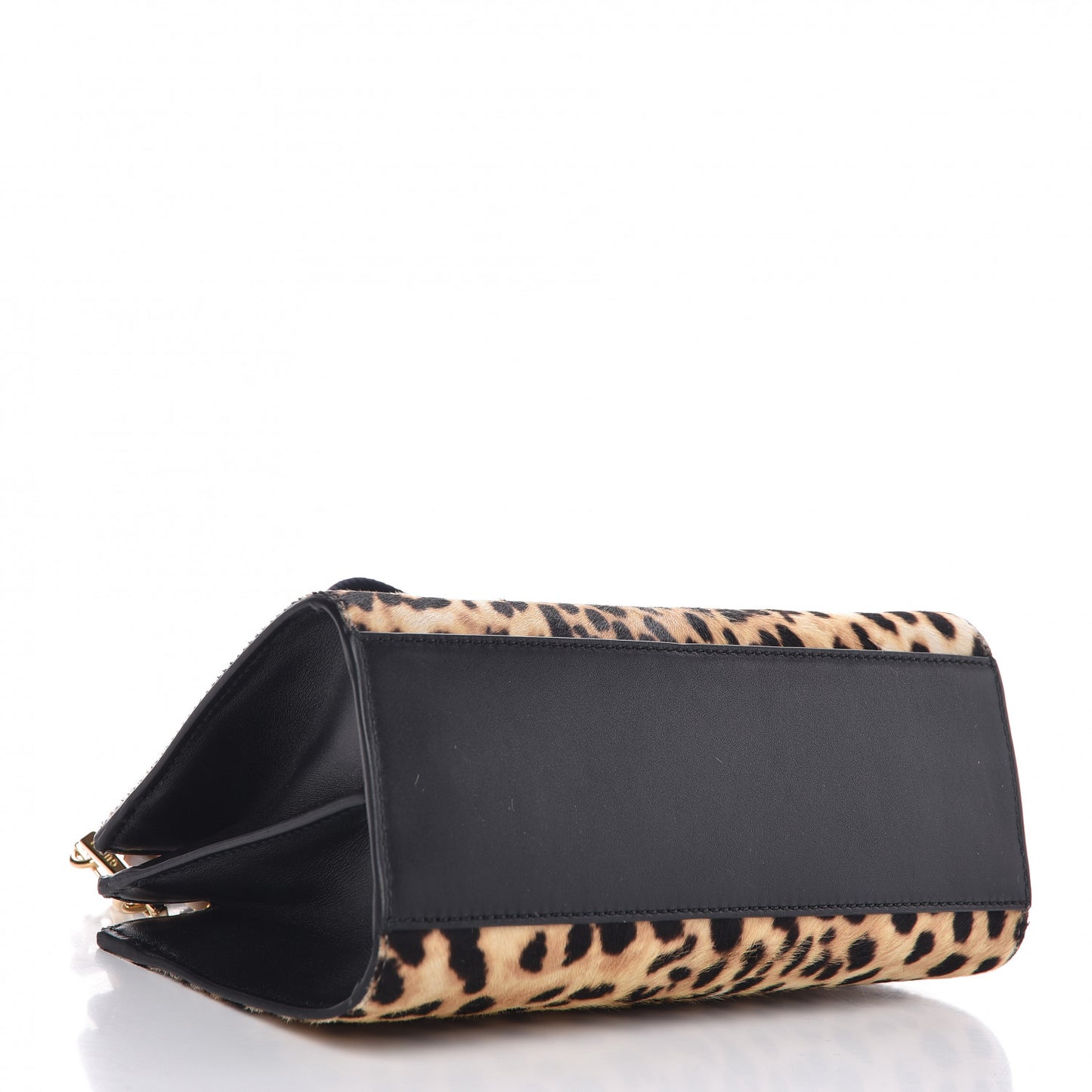 Calf Hair Bamboo Web Leopard Print Mini Nymphaea Top Handle Bag