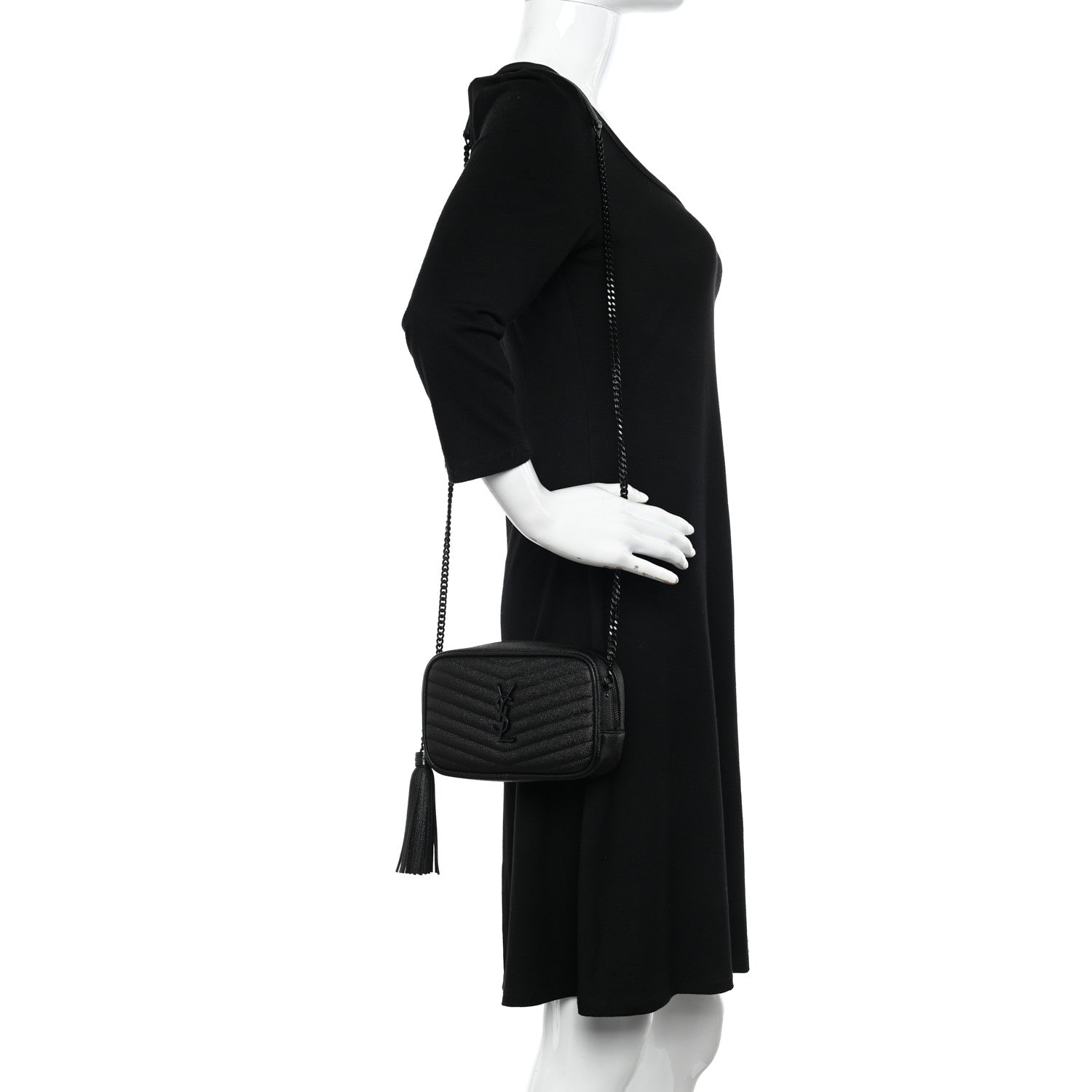 Saint Laurent Grain De Poudre Matelasse Monochrome Monogram Mini Lou Camera Bag Black 2 of 11