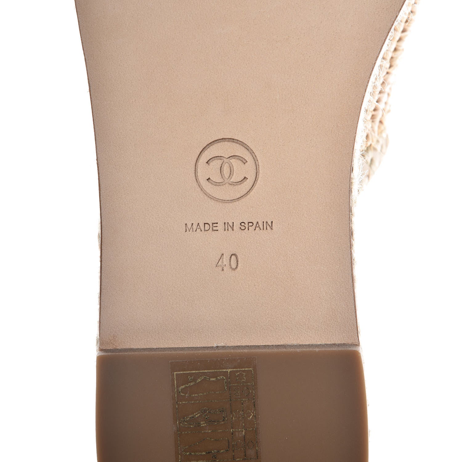 Chanel Lambskin Grosgrain CC Espadrille Mules 40 Beige Black 6 of 10