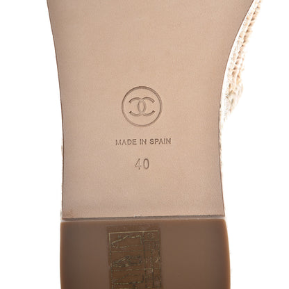 Chanel Lambskin Grosgrain CC Espadrille Mules 40 Beige Black 6 of 10