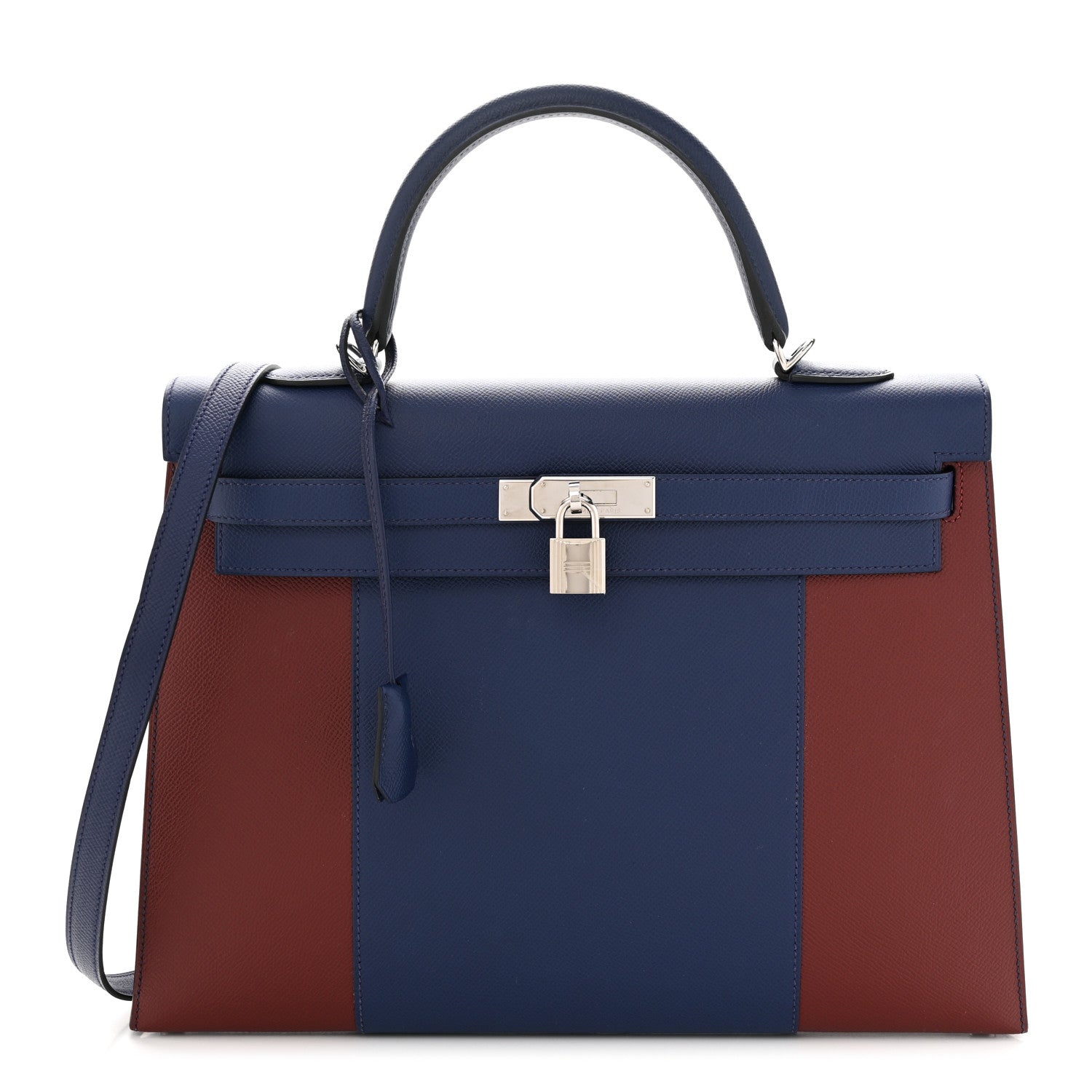 Hermes Epsom Flag Kelly Sellier 35 Rouge H Bleu Saphir 1 of 11