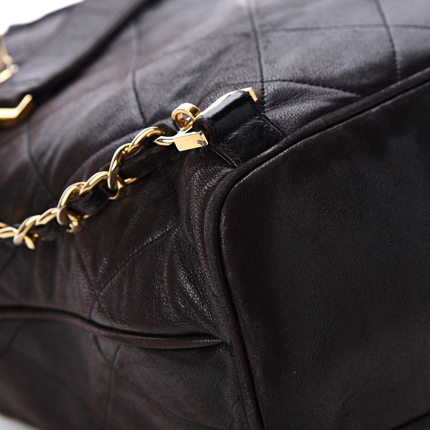 Lambskin Quilted Tassel Drawstring Backpack Dark Bown