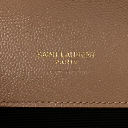 Saint Laurent Grain De Poudre Textured Mixed Matelasse Triquilt Monogram Clutch Dark Beige 6 of 10