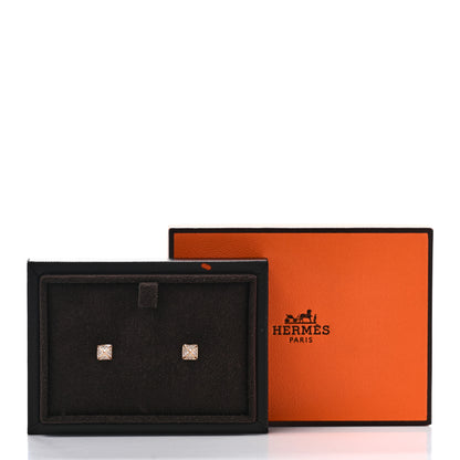 Hermes 18K Rose Gold Diamond Clou d'H Stud Earrings 6 of 6