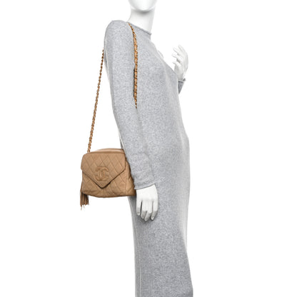 Chanel Lambskin Quilted Tassel Flap Camera Case Beige 2 of 13