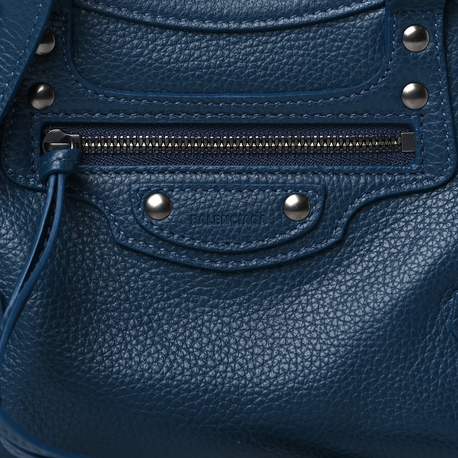 Balenciaga Grained Calfskin Neo Classic Silver Hardware Mini City Petrol Blue 7 of 9