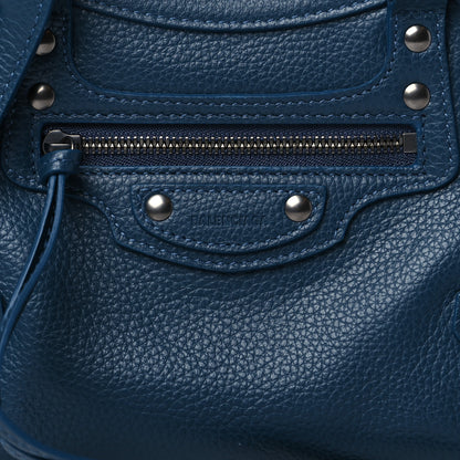 Balenciaga Grained Calfskin Neo Classic Silver Hardware Mini City Petrol Blue 7 of 9