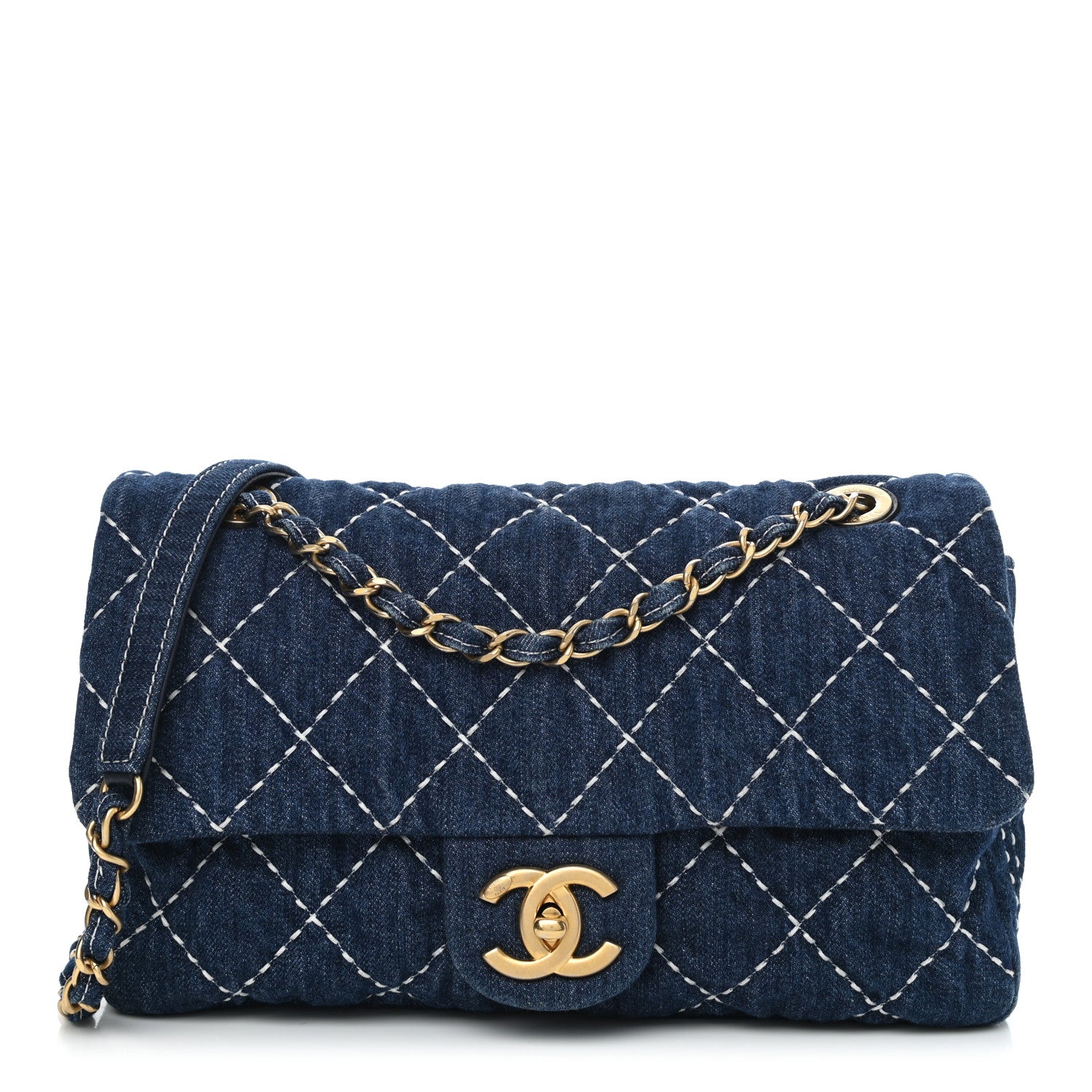 Chanel Denim Quilted Single Flap Blue 1 of 11
