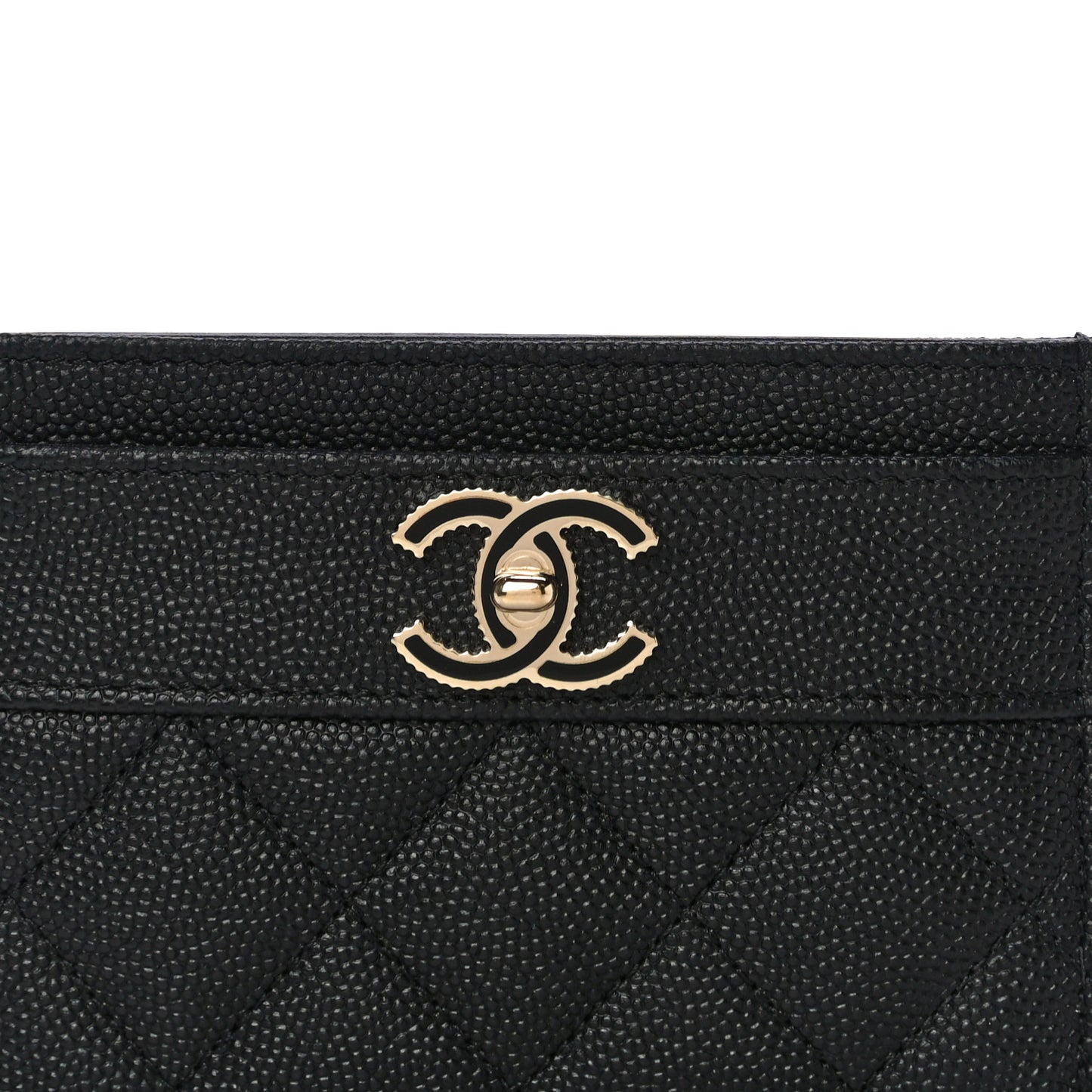 Caviar Quilted Vintage Mademoiselle Card Holder Black