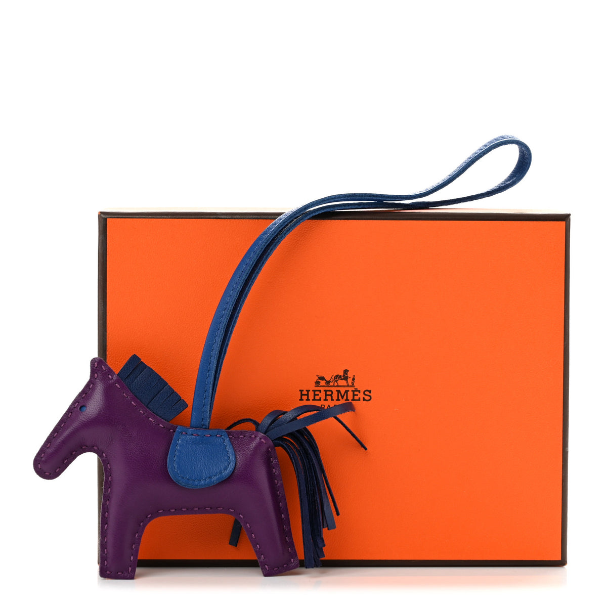 Milo Lambskin Grigri Rodeo Horse Bag Charm PM Violet Bleu Saphir Bleu France