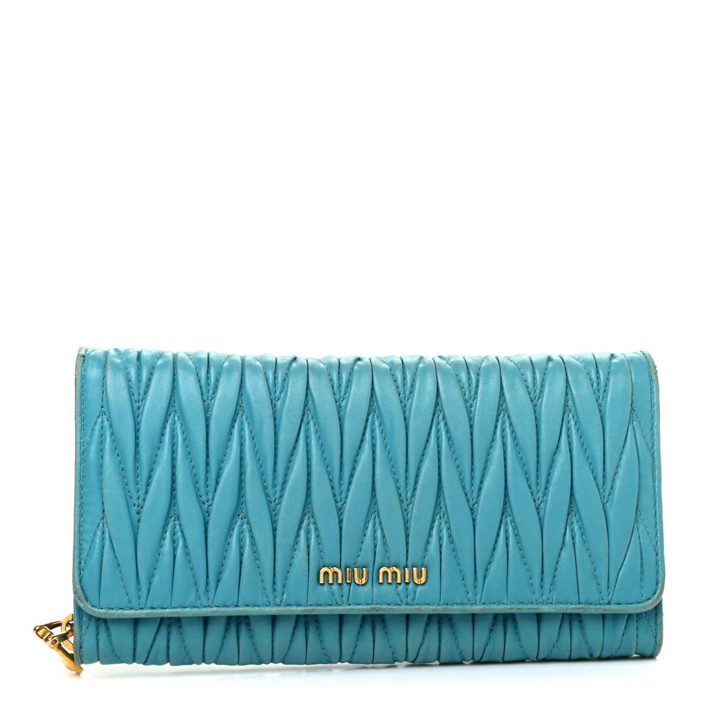 Nappa Matelasse Flap Wallet Turchese