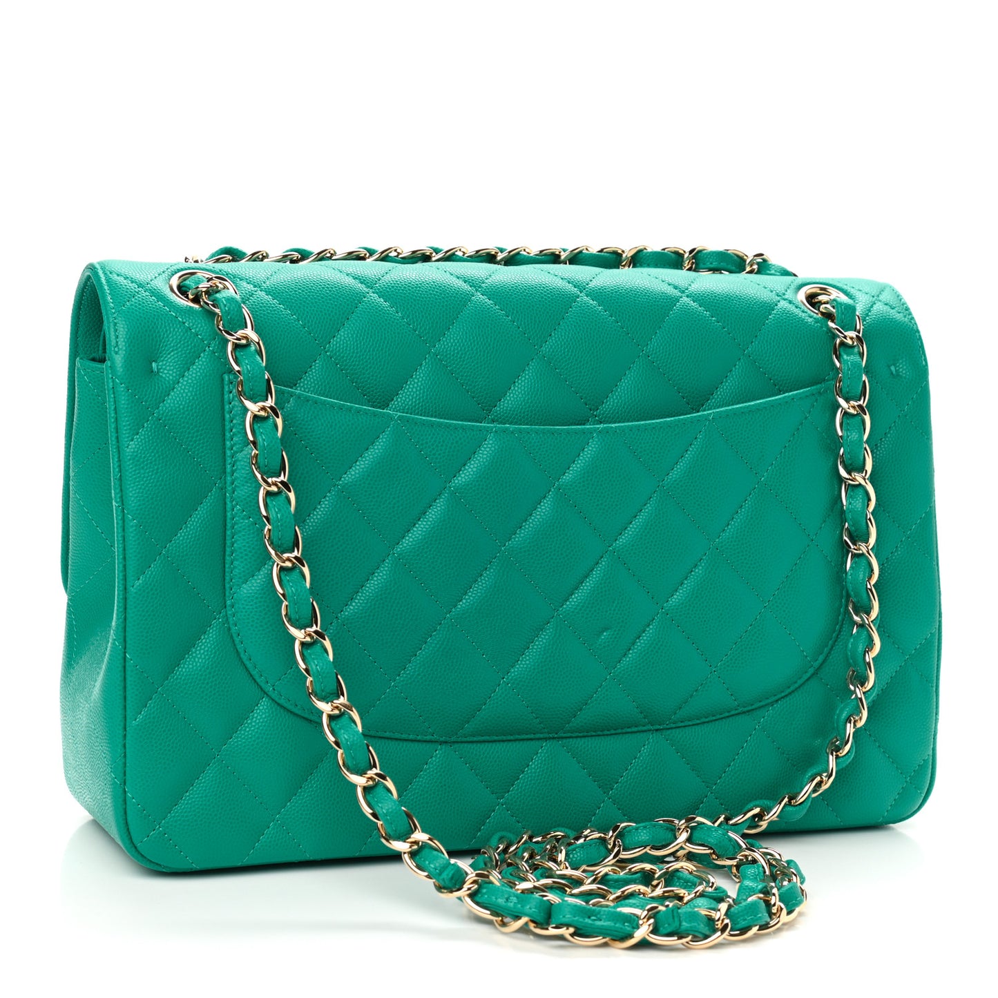 Caviar Quilted Jumbo Double Flap Turquoise