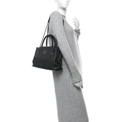 Chanel Grained Vegetal Calfskin Small Urban Shopping Tote Black 2 of 10